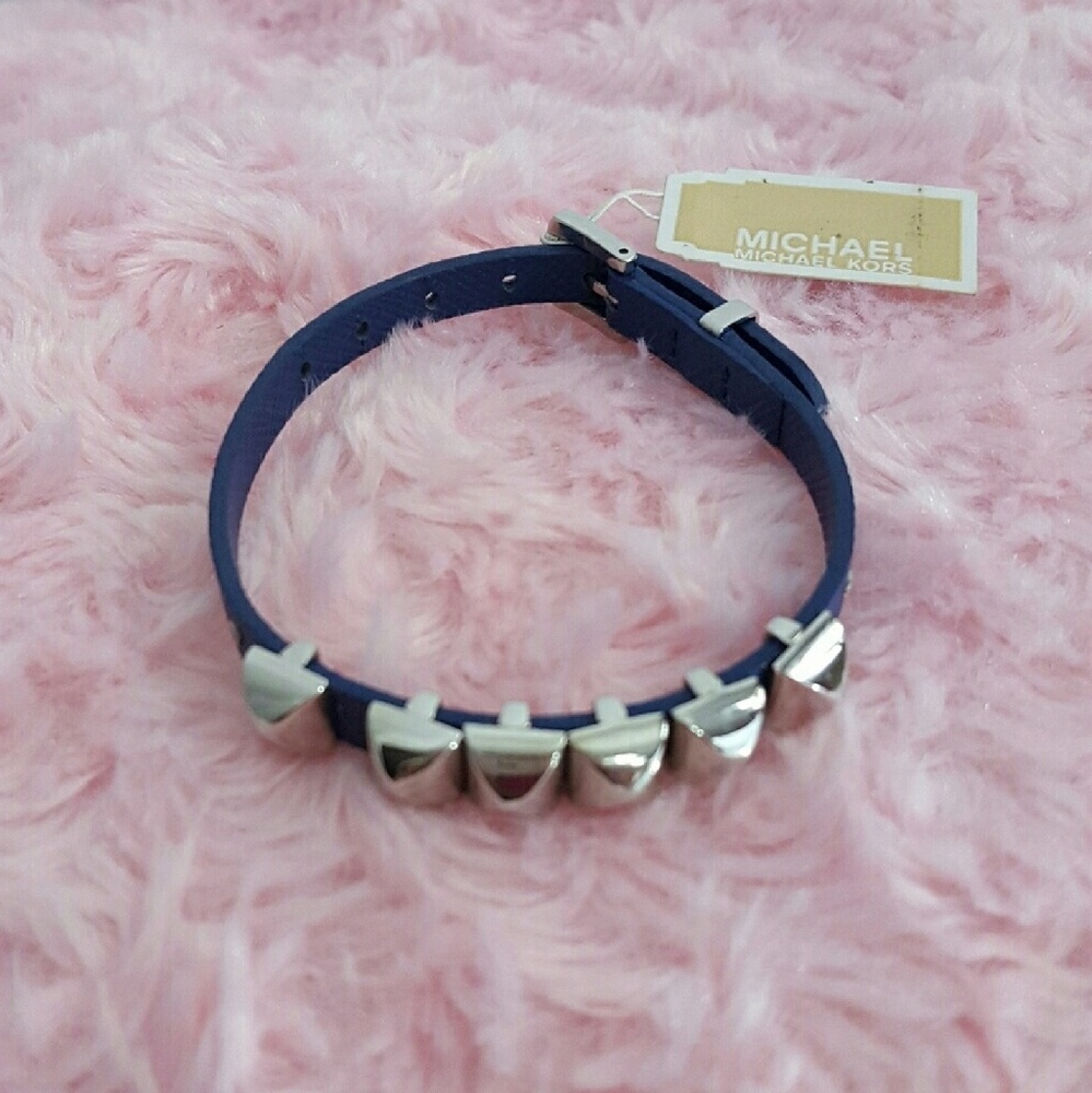 Michael Kors Blue Leather Silver Stud Bracelet